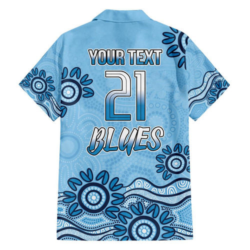 Custom NSW Blues Cockroach Blooded Aboriginal Inspired Family Matching Off The Shoulder Long Sleeve Dress and Hawaiian Shirt