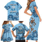 Custom NSW Blues Cockroach Blooded Aboriginal Inspired Family Matching Short Sleeve Bodycon Dress and Hawaiian Shirt