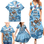 Custom NSW Blues Cockroach Blooded Aboriginal Inspired Family Matching Summer Maxi Dress and Hawaiian Shirt