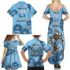 Custom NSW Blues Cockroach Blooded Aboriginal Inspired Family Matching Summer Maxi Dress and Hawaiian Shirt