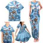 Custom NSW Blues Cockroach Blooded Aboriginal Inspired Family Matching Tank Maxi Dress and Hawaiian Shirt