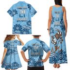 Custom NSW Blues Cockroach Blooded Aboriginal Inspired Family Matching Tank Maxi Dress and Hawaiian Shirt