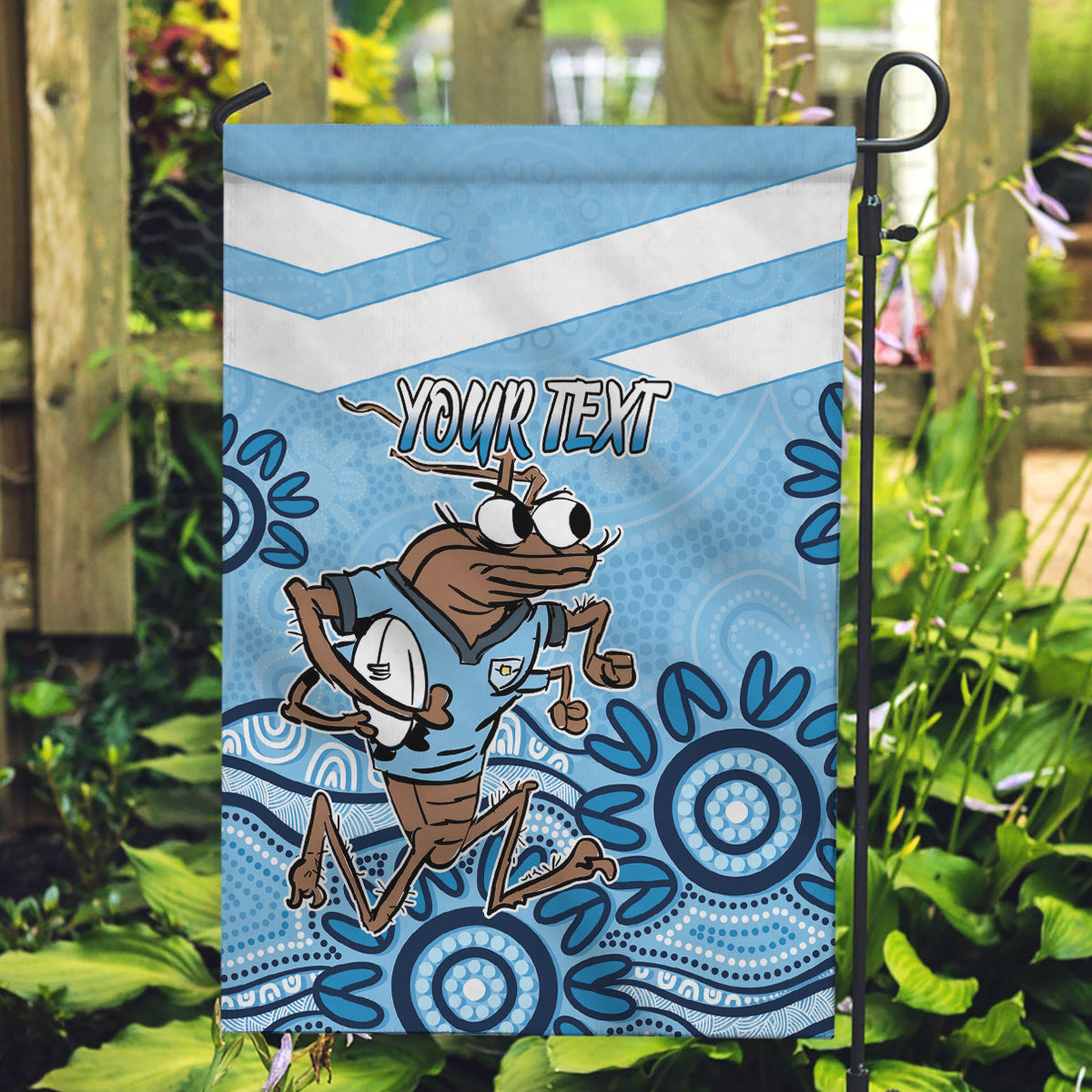 Custom NSW Blues Cockroach Blooded Aboriginal Inspired Garden Flag
