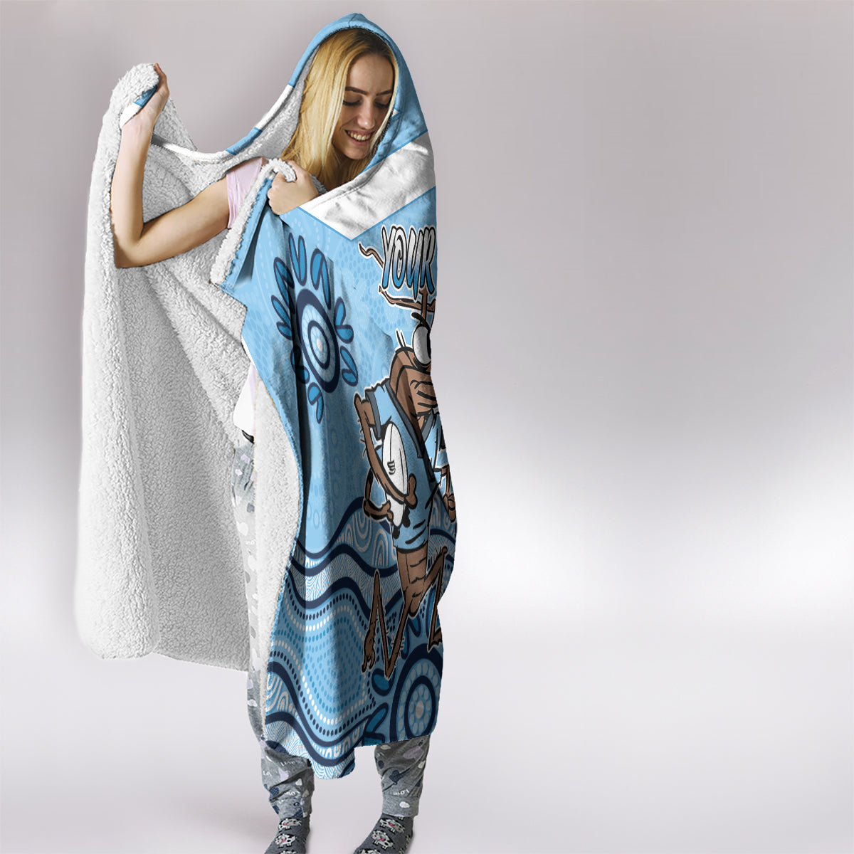 Custom NSW Blues Cockroach Blooded Aboriginal Inspired Hooded Blanket