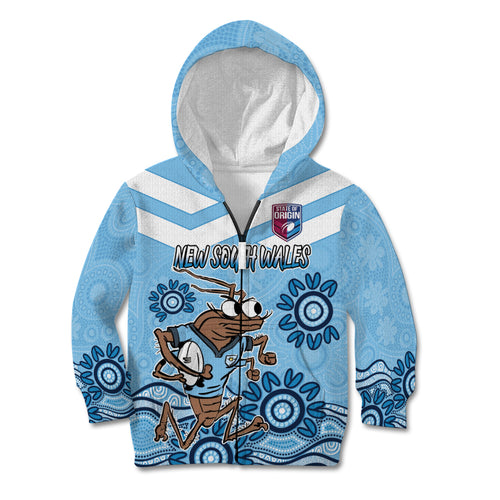 Custom NSW Blues Cockroach Blooded Aboriginal Inspired Kid Hoodie
