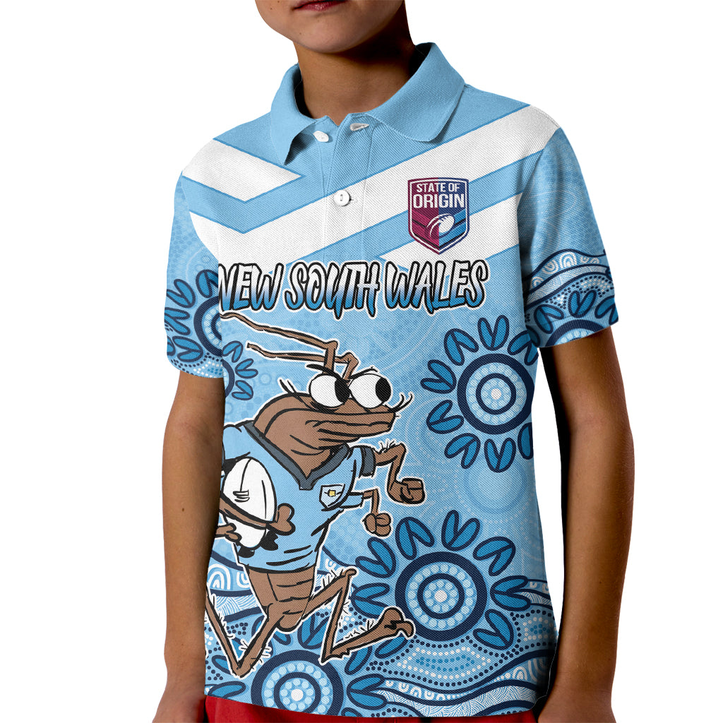 Custom NSW Blues Cockroach Blooded Aboriginal Inspired Kid Polo Shirt