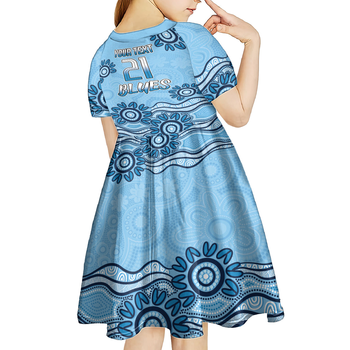 Custom NSW Blues Cockroach Blooded Aboriginal Inspired Kid Short Sleeve Dress