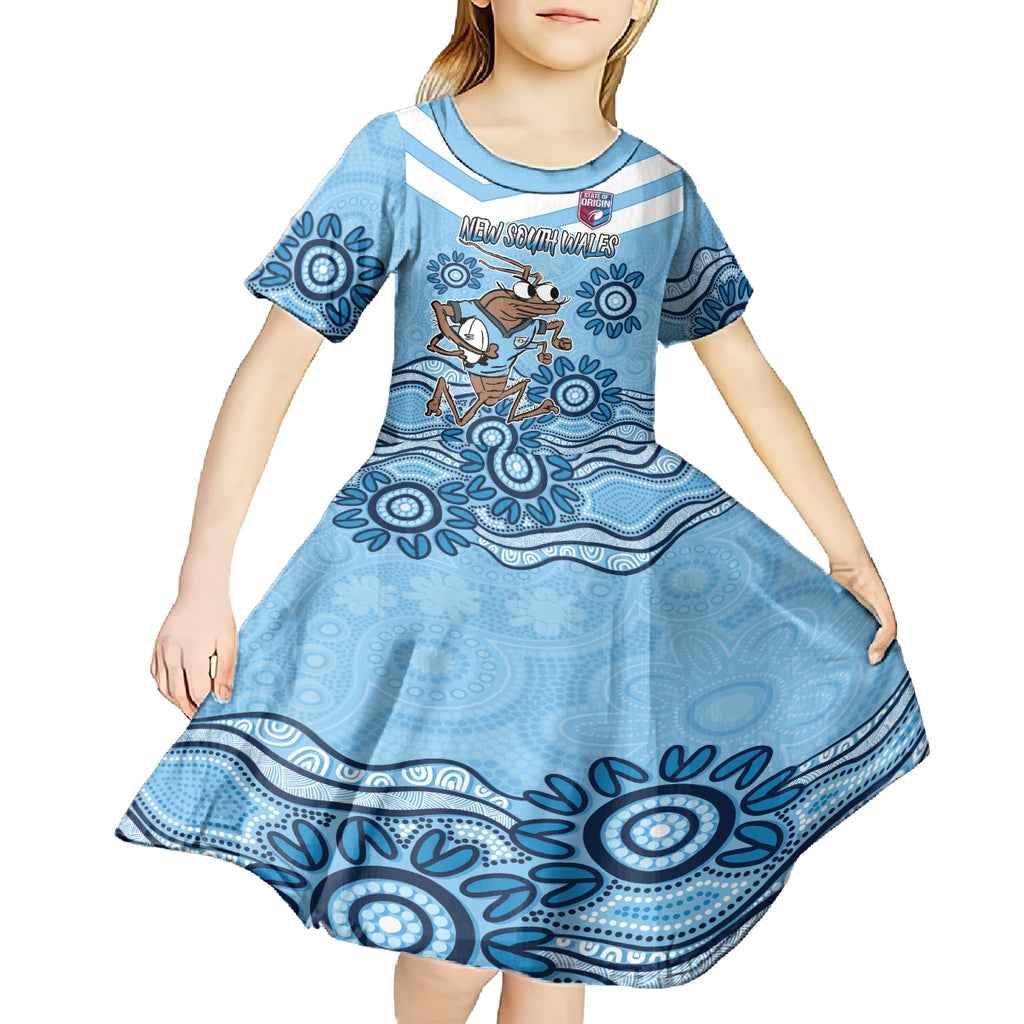Custom NSW Blues Cockroach Blooded Aboriginal Inspired Kid Short Sleeve Dress
