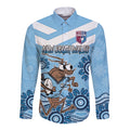 Custom NSW Blues Cockroach Blooded Aboriginal Inspired Long Sleeve Button Shirt
