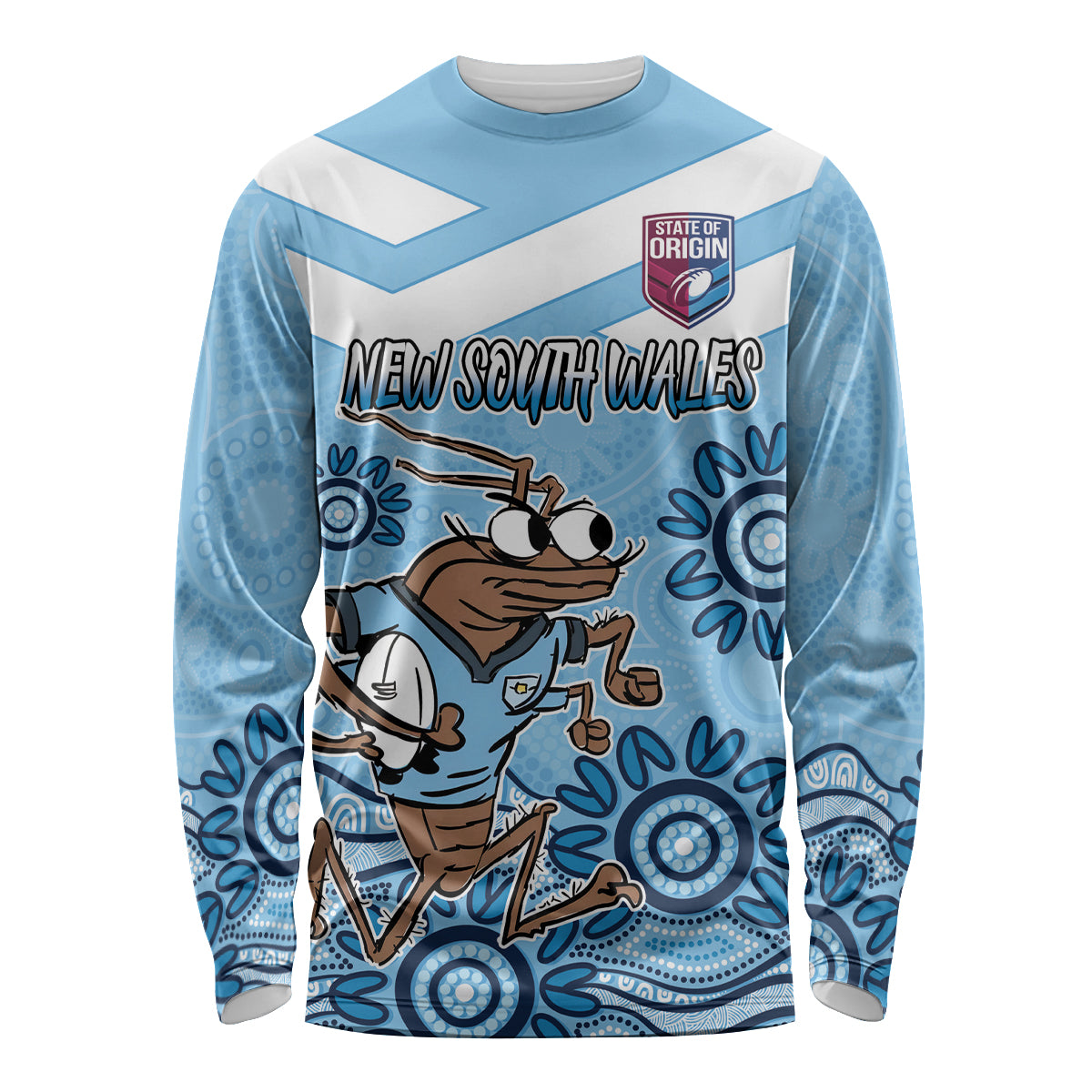 Custom NSW Blues Cockroach Blooded Aboriginal Inspired Long Sleeve Shirt