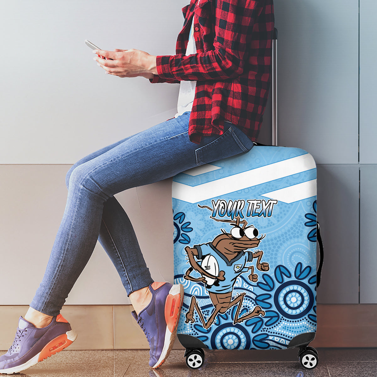 Custom NSW Blues Cockroach Blooded Aboriginal Inspired Luggage Cover