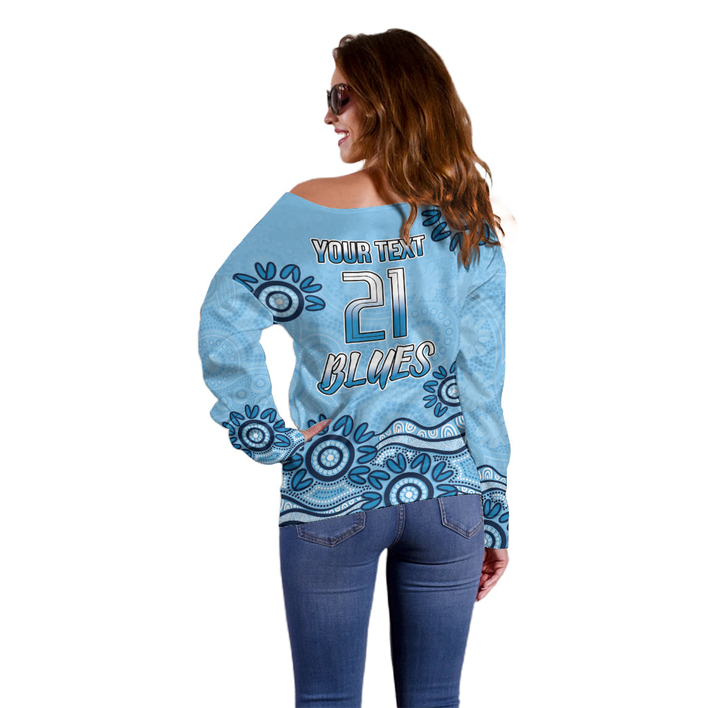 Custom NSW Blues Cockroach Blooded Aboriginal Inspired Off Shoulder Sweater