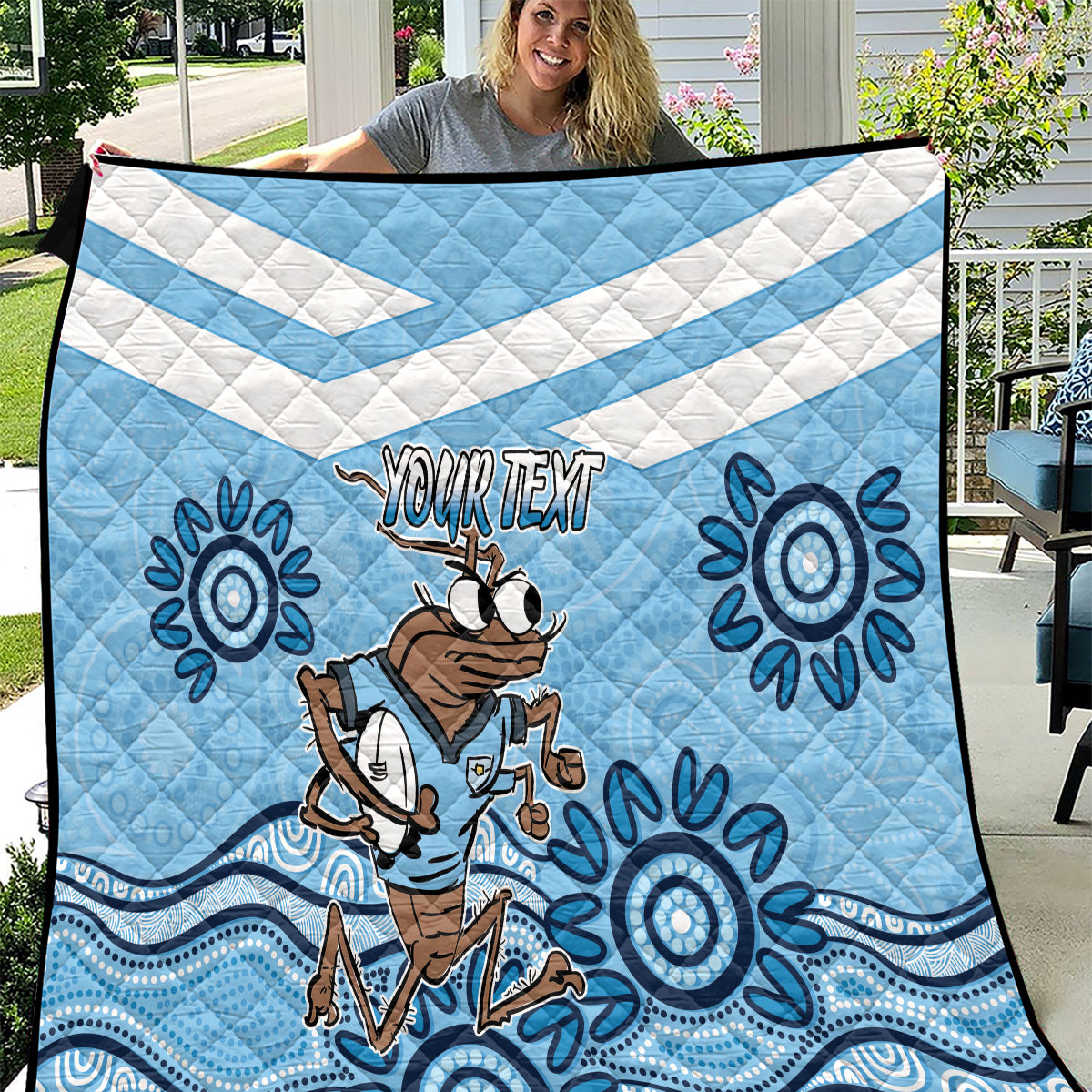 Custom NSW Blues Cockroach Blooded Aboriginal Inspired Quilt