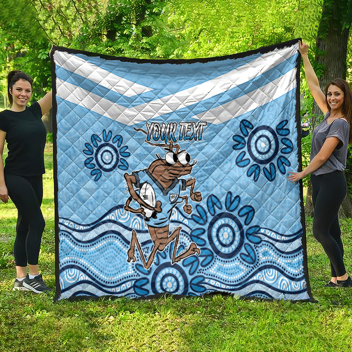 Custom NSW Blues Cockroach Blooded Aboriginal Inspired Quilt