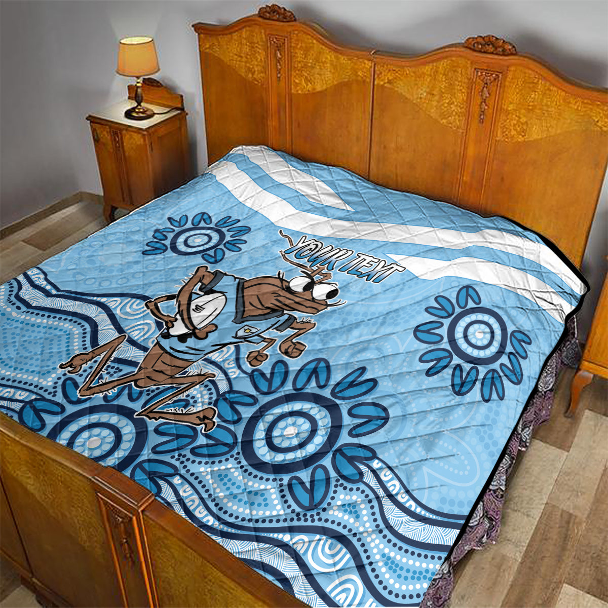Custom NSW Blues Cockroach Blooded Aboriginal Inspired Quilt