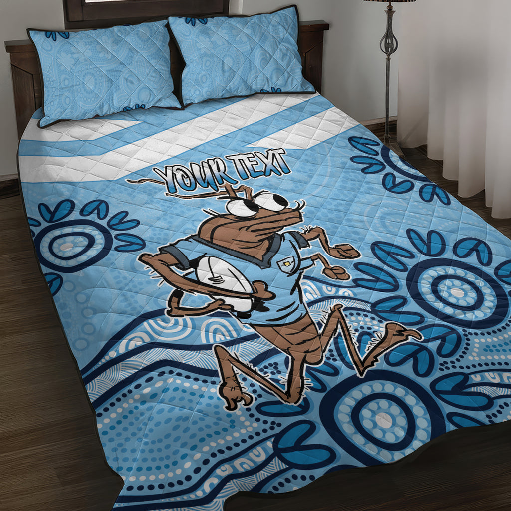 Custom NSW Blues Cockroach Blooded Aboriginal Inspired Quilt Bed Set