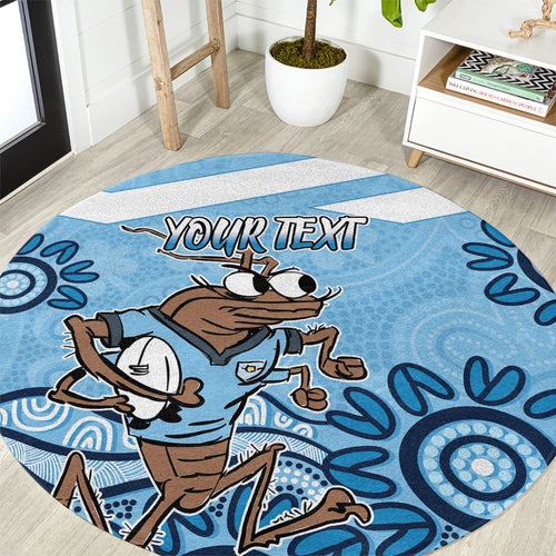 Custom NSW Blues Cockroach Blooded Aboriginal Inspired Round Carpet