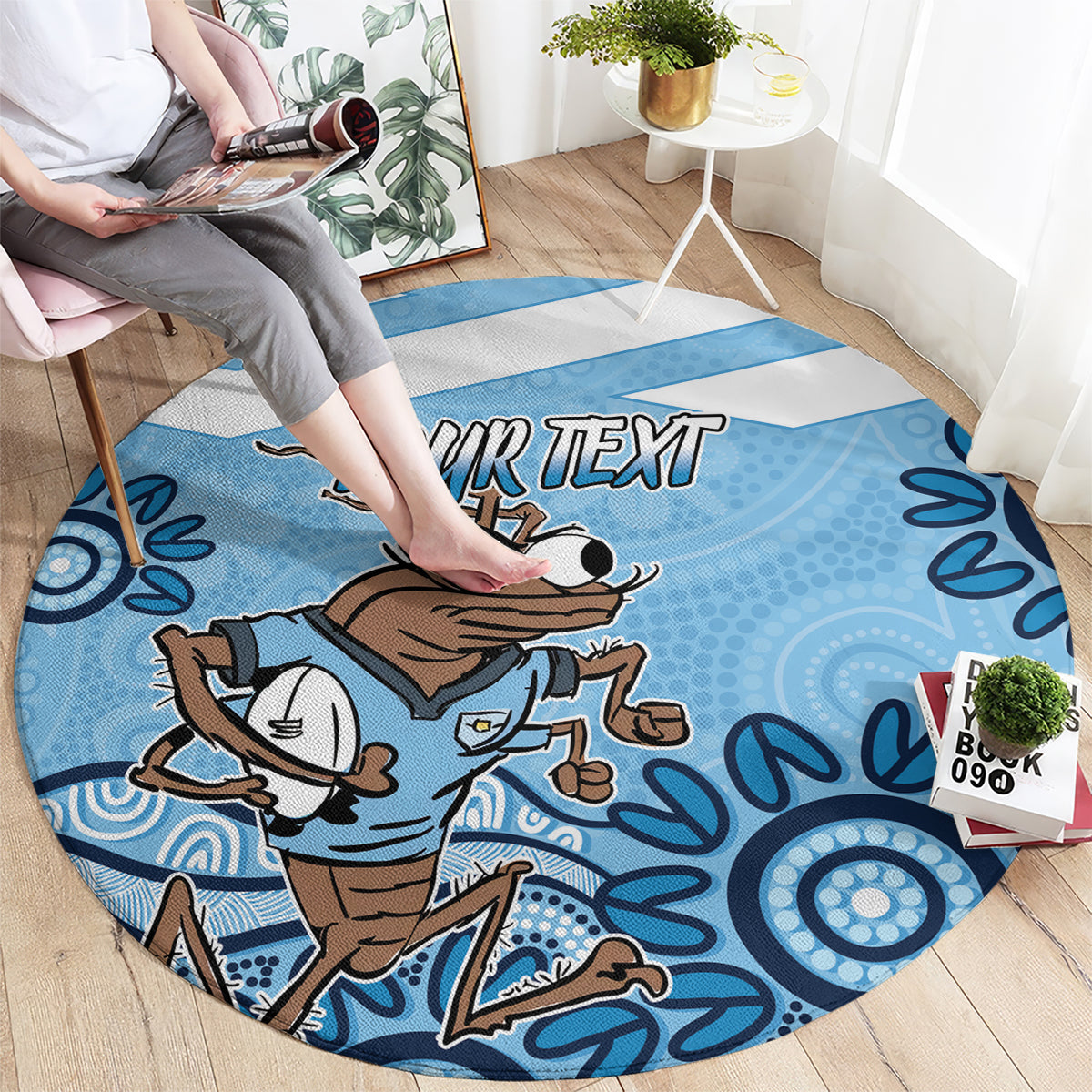 Custom NSW Blues Cockroach Blooded Aboriginal Inspired Round Carpet