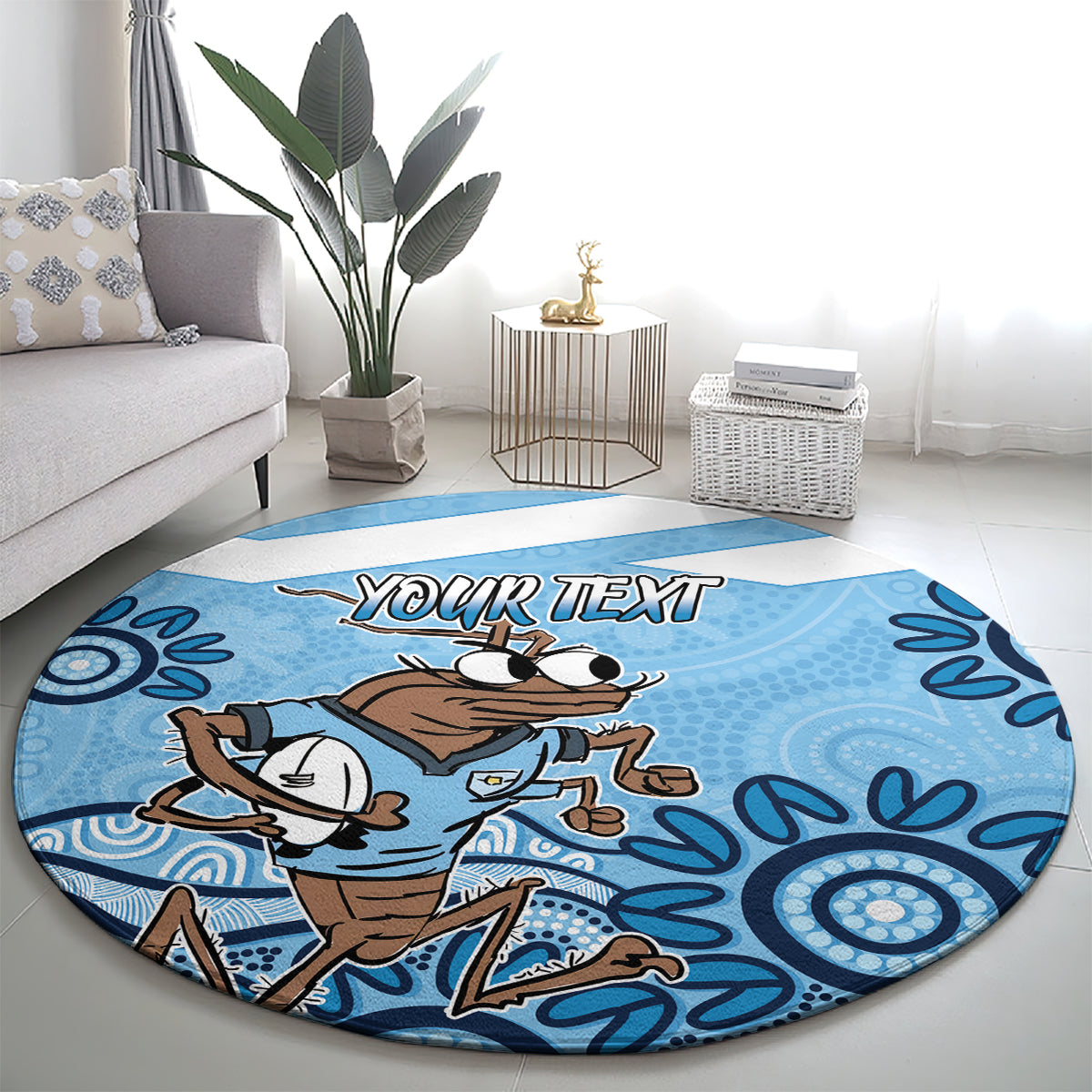 Custom NSW Blues Cockroach Blooded Aboriginal Inspired Round Carpet