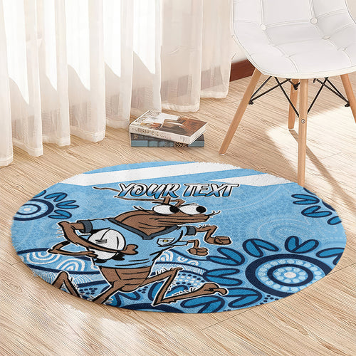 Custom NSW Blues Cockroach Blooded Aboriginal Inspired Round Carpet