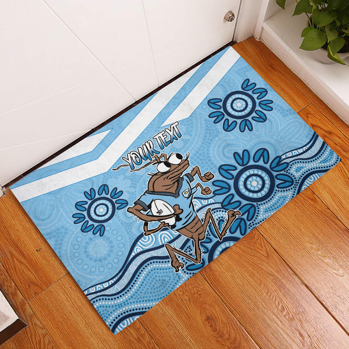 Custom NSW Blues Cockroach Blooded Aboriginal Inspired Rubber Doormat