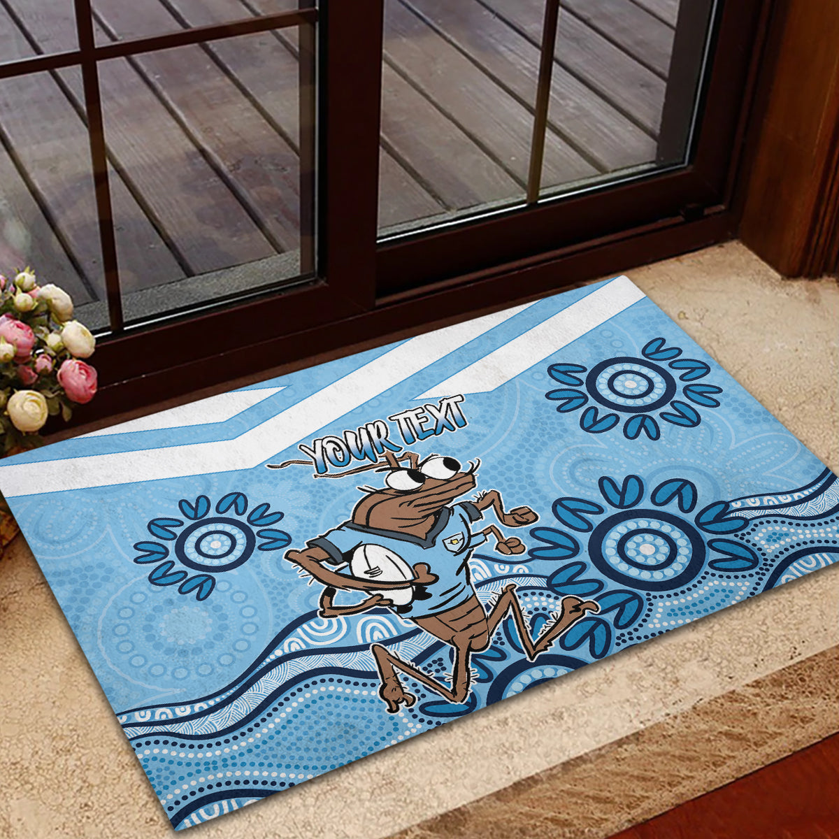 Custom NSW Blues Cockroach Blooded Aboriginal Inspired Rubber Doormat