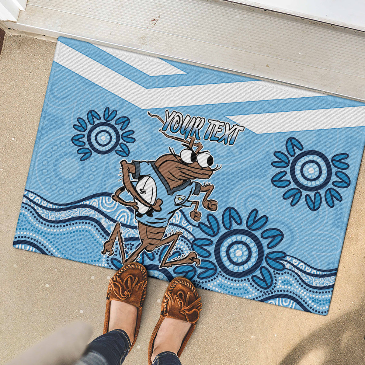Custom NSW Blues Cockroach Blooded Aboriginal Inspired Rubber Doormat
