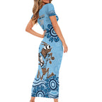 Custom NSW Blues Cockroach Blooded Aboriginal Inspired Short Sleeve Bodycon Dress