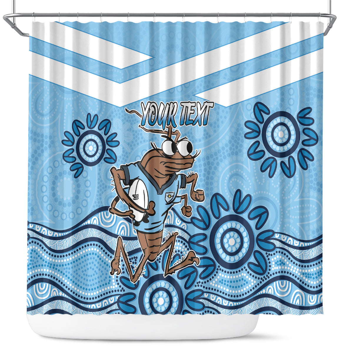 Custom NSW Blues Cockroach Blooded Aboriginal Inspired Shower Curtain
