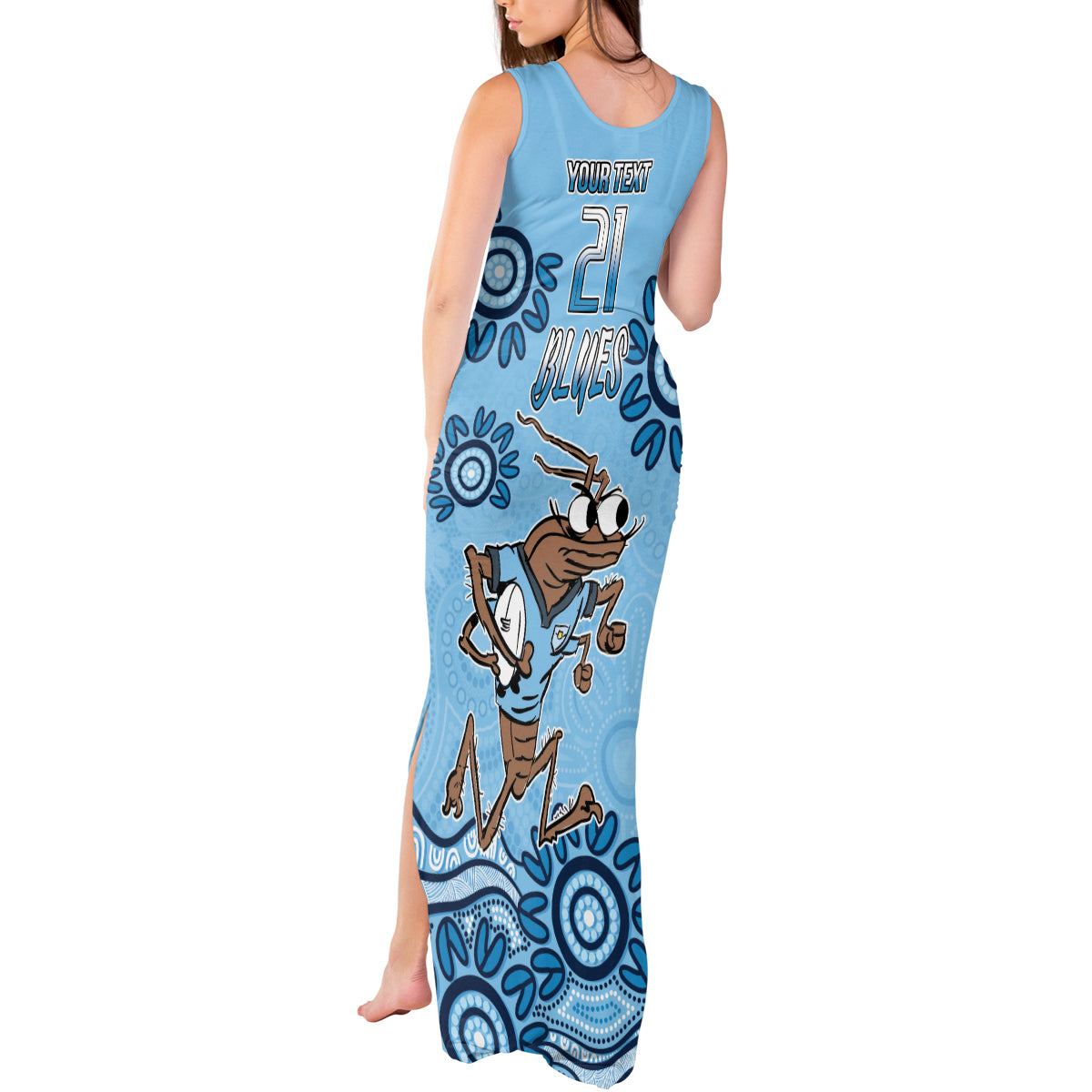 Custom NSW Blues Cockroach Blooded Aboriginal Inspired Tank Maxi Dress