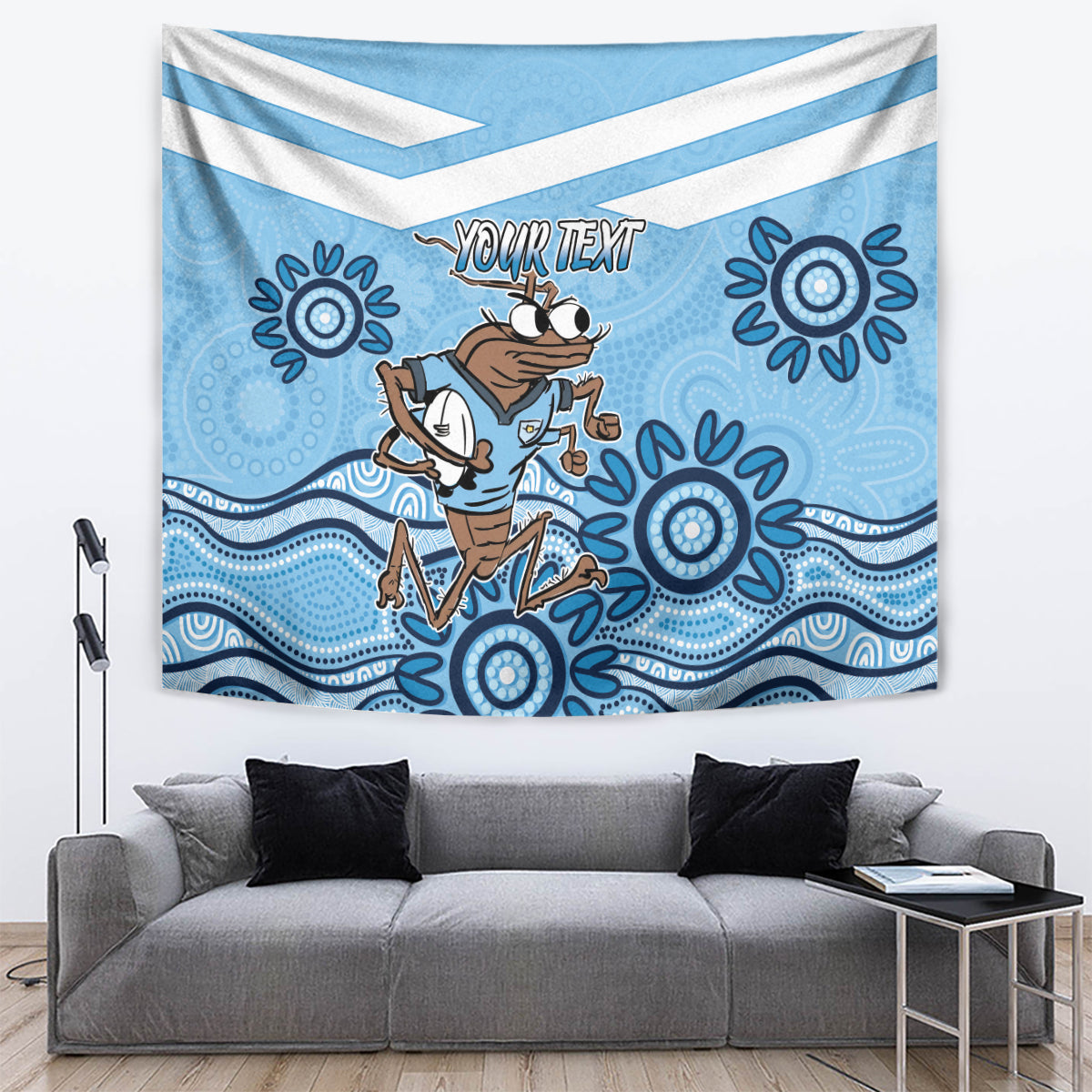Custom NSW Blues Cockroach Blooded Aboriginal Inspired Tapestry