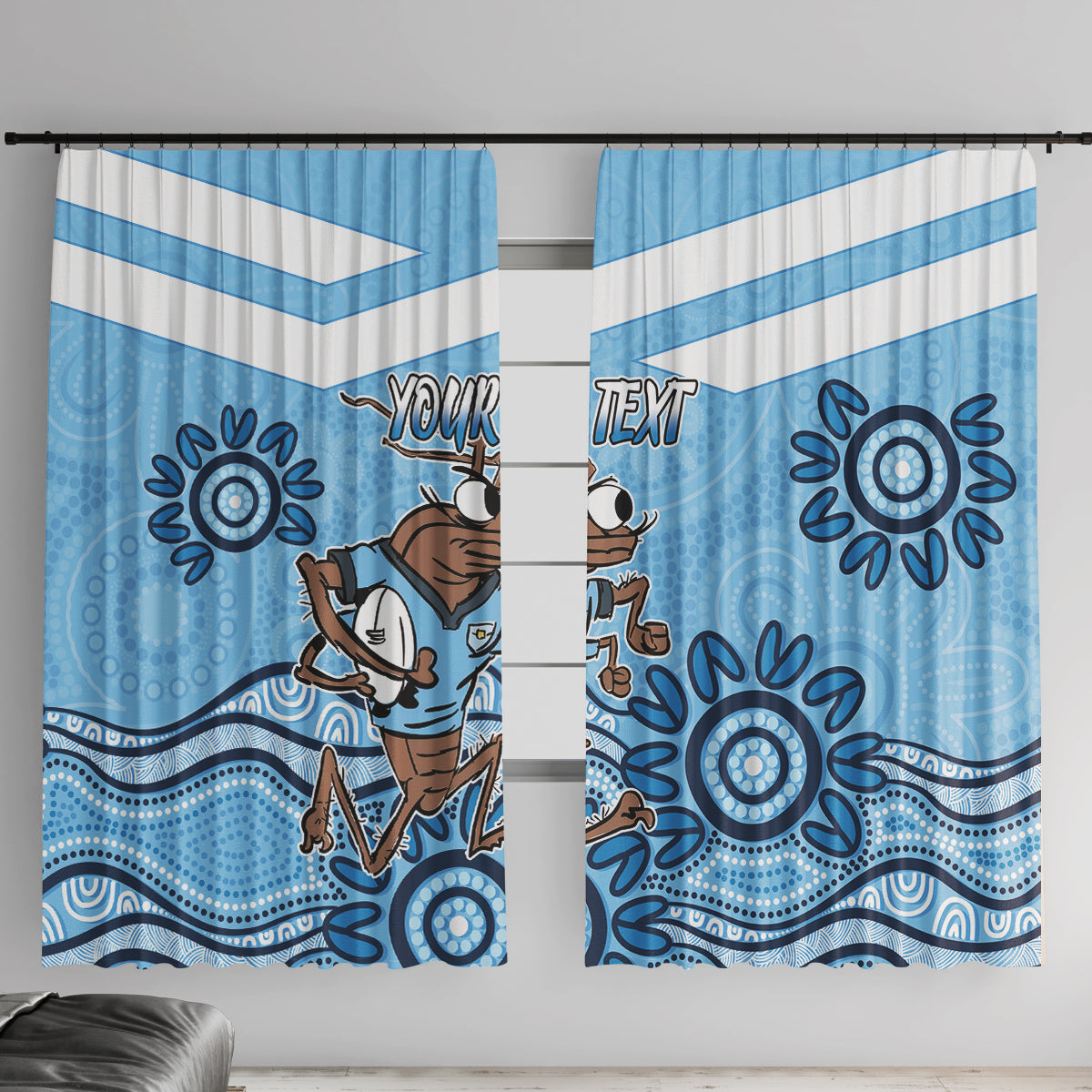 Custom NSW Blues Cockroach Blooded Aboriginal Inspired Window Curtain