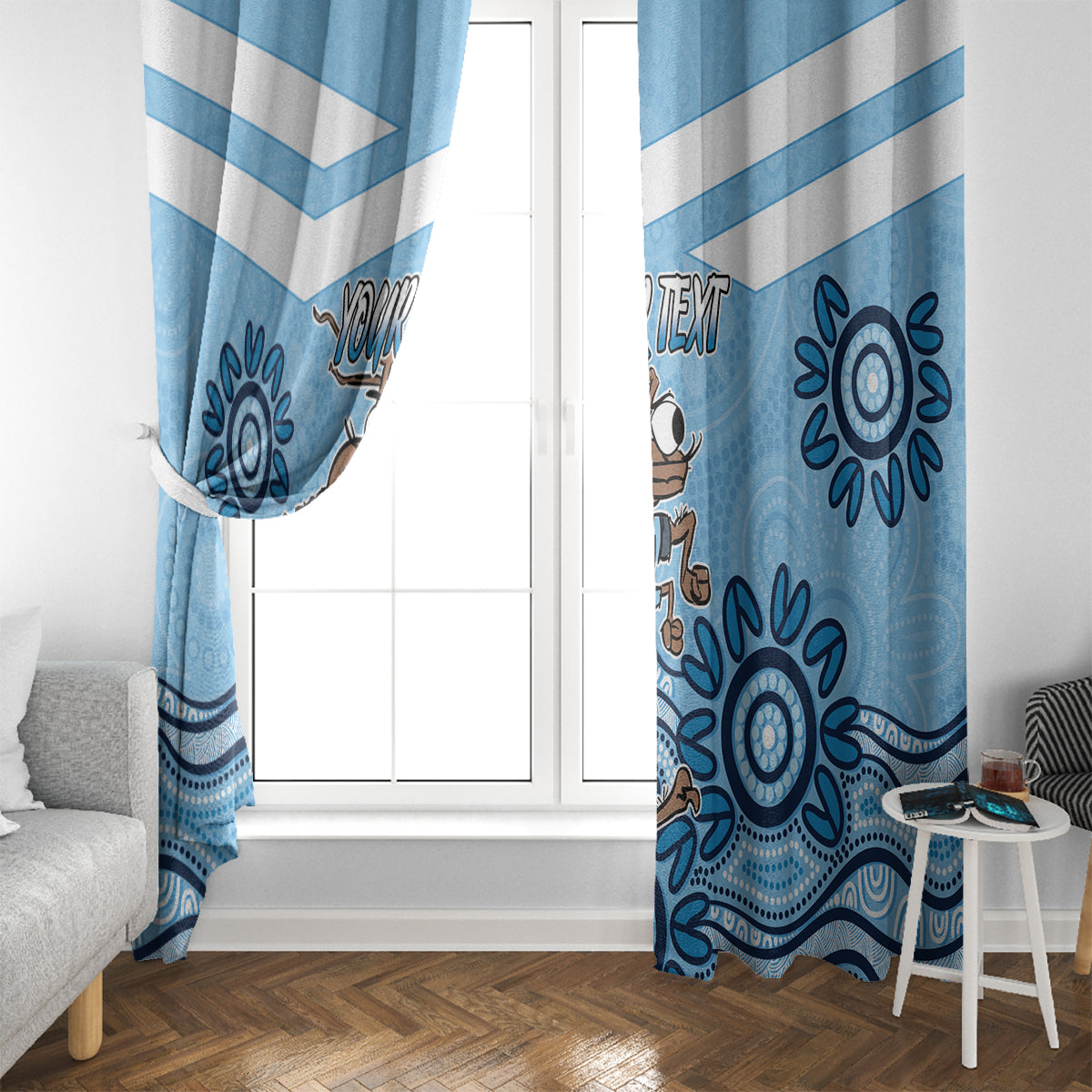 Custom NSW Blues Cockroach Blooded Aboriginal Inspired Window Curtain