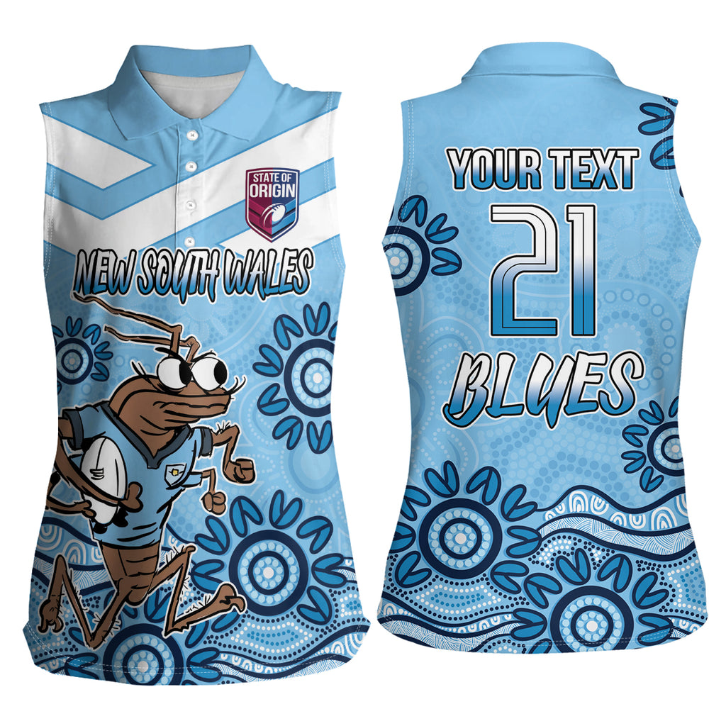 Custom NSW Blues Cockroach Blooded Aboriginal Inspired Women Sleeveless Polo Shirt