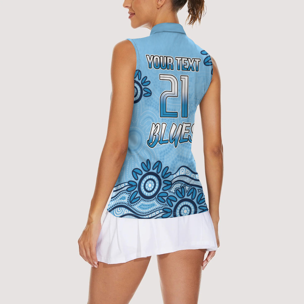 Custom NSW Blues Cockroach Blooded Aboriginal Inspired Women Sleeveless Polo Shirt