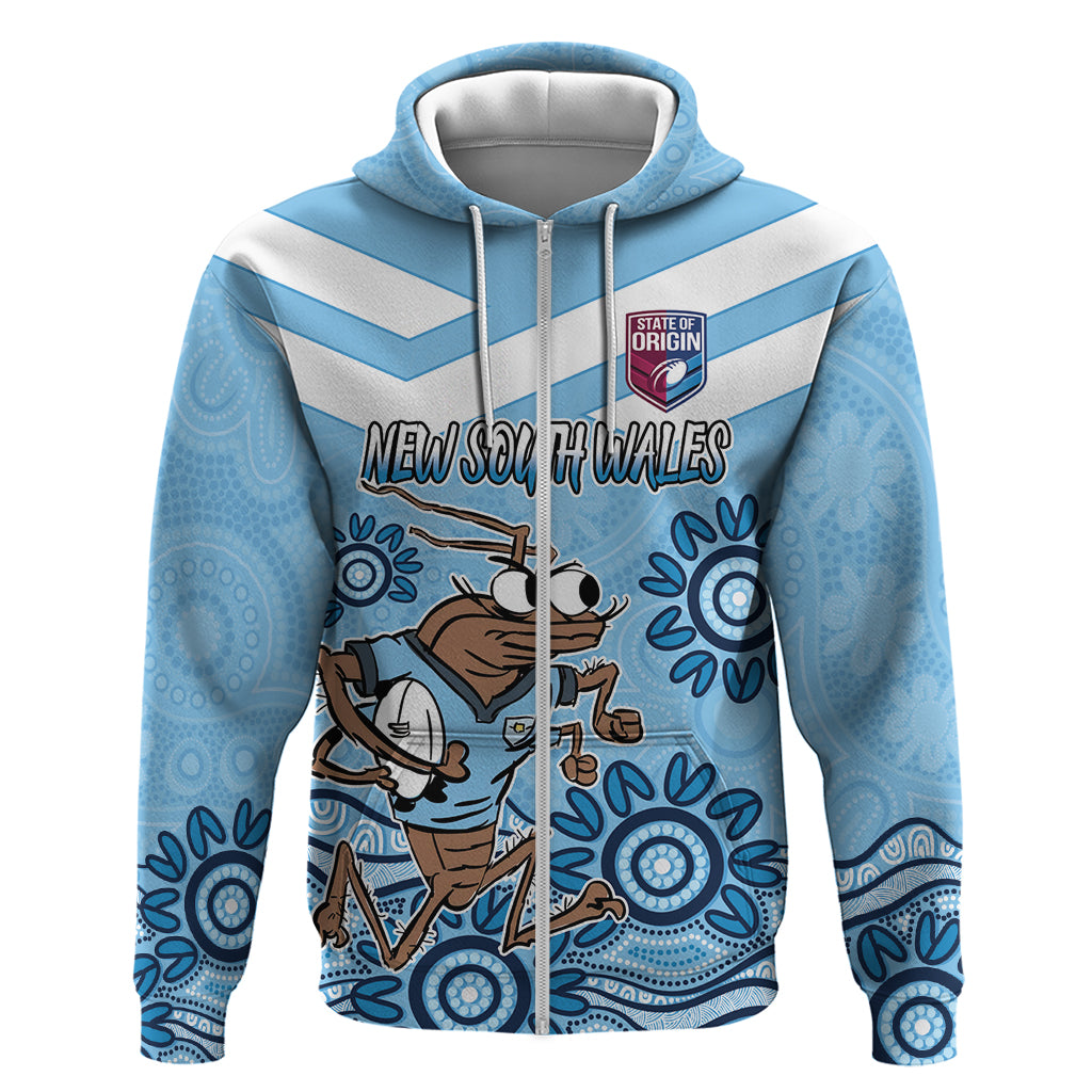 Custom NSW Blues Cockroach Blooded Aboriginal Inspired Zip Hoodie