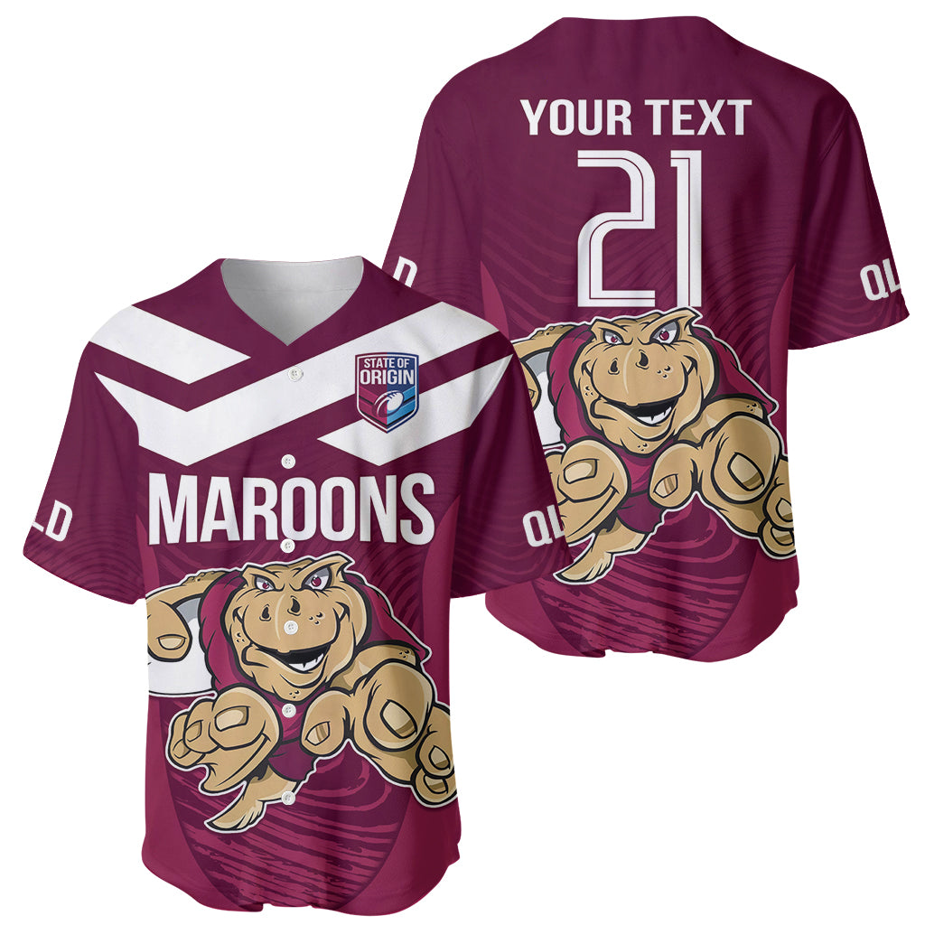 Custom Queensland Rugby Baseball Jersey Maroons Cane Toad Origin Sporty