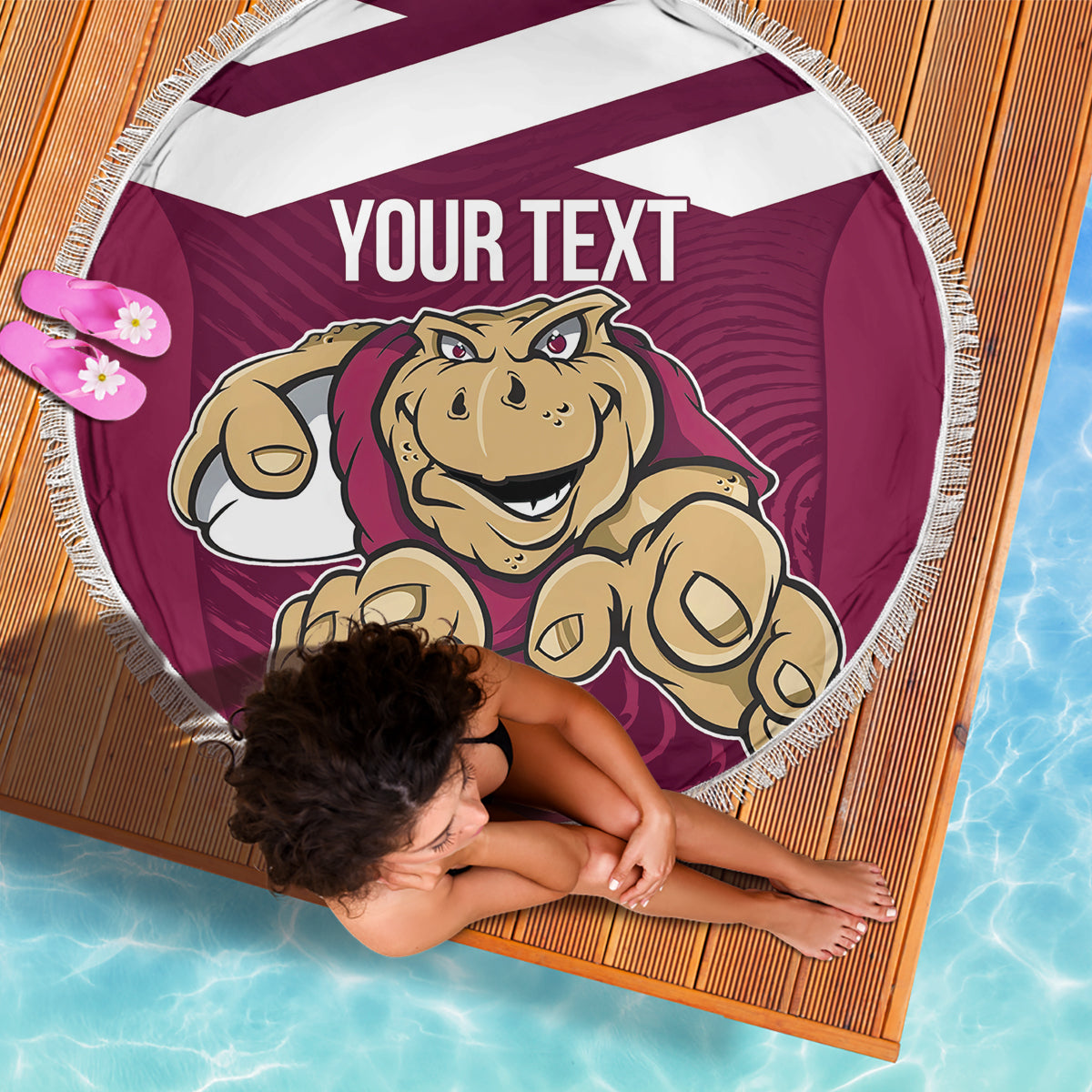 Custom Queensland Rugby Beach Blanket Maroons Cane Toad Origin Sporty