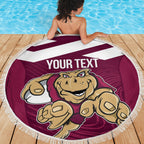 Custom Queensland Rugby Beach Blanket Maroons Cane Toad Origin Sporty