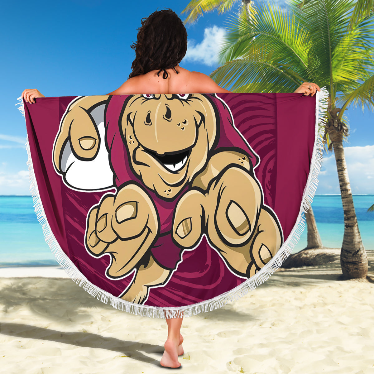 Custom Queensland Rugby Beach Blanket Maroons Cane Toad Origin Sporty