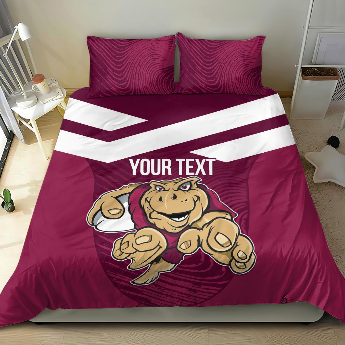 Custom Queensland Rugby Bedding Set Maroons Cane Toad Origin Sporty