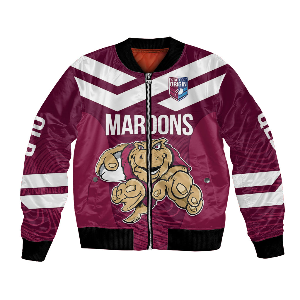 Custom Queensland Rugby Bomber Jacket Maroons Cane Toad Origin Sporty