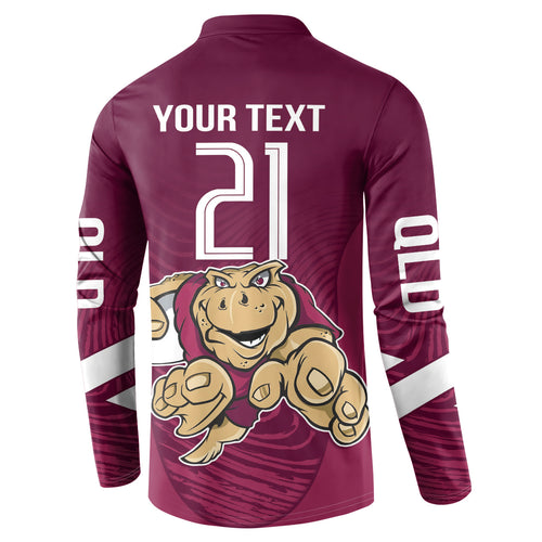 Custom Queensland Rugby Button Sweatshirt Maroons Cane Toad Origin Sporty