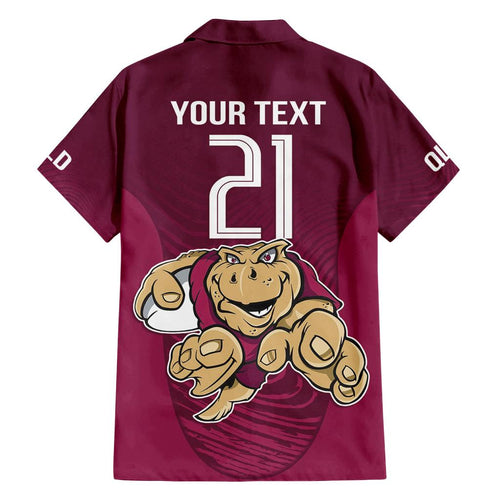 Custom Queensland Rugby Family Matching Long Sleeve Bodycon Dress and Hawaiian Shirt Maroons Cane Toad Origin Sporty