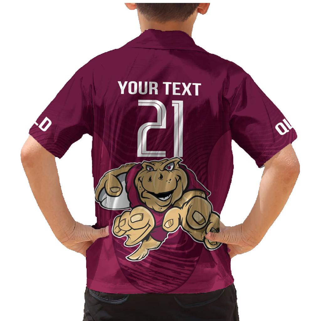 Custom Queensland Rugby Family Matching Mermaid Dress and Hawaiian Shirt Maroons Cane Toad Origin Sporty