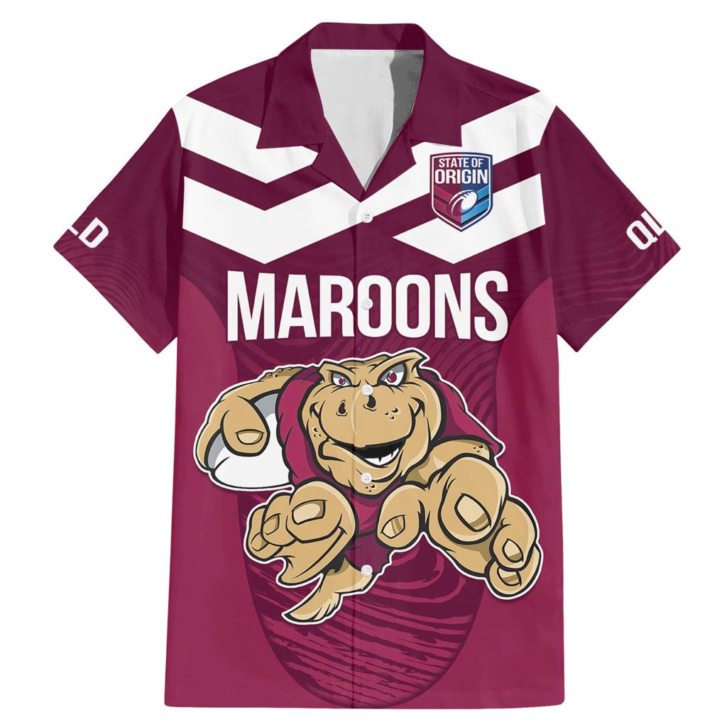 Custom Queensland Rugby Family Matching Mermaid Dress and Hawaiian Shirt Maroons Cane Toad Origin Sporty