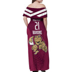 Custom Queensland Rugby Family Matching Off Shoulder Maxi Dress and Hawaiian Shirt Maroons Cane Toad Origin Sporty