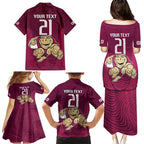 Custom Queensland Rugby Family Matching Puletasi and Hawaiian Shirt Maroons Cane Toad Origin Sporty
