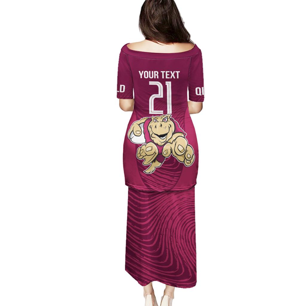 Custom Queensland Rugby Family Matching Puletasi and Hawaiian Shirt Maroons Cane Toad Origin Sporty