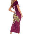 Custom Queensland Rugby Family Matching Short Sleeve Bodycon Dress and Hawaiian Shirt Maroons Cane Toad Origin Sporty